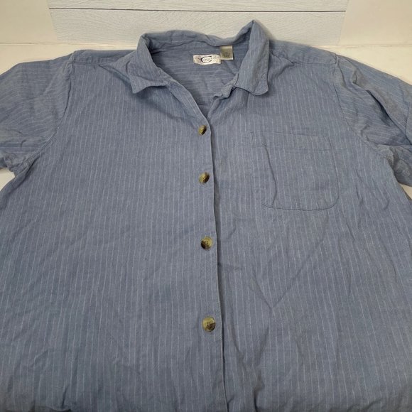 Capistrano Tops - Capistrano Sport Blue Short Sleeve Button Down Front Shirt Womens 18/20